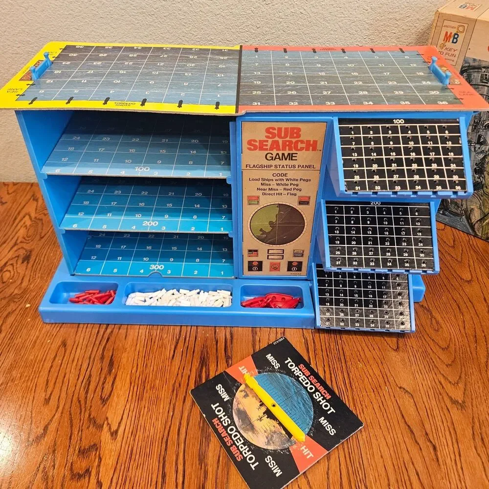 Vintage 1973 Milton Bradley Sub Search 3 Level Board Game 3D battleship HTF
